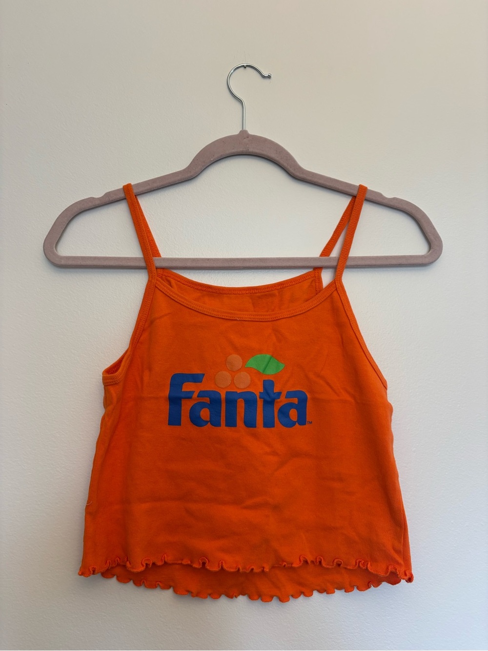Forever 21 Orange Fanta Logo Crop Tank